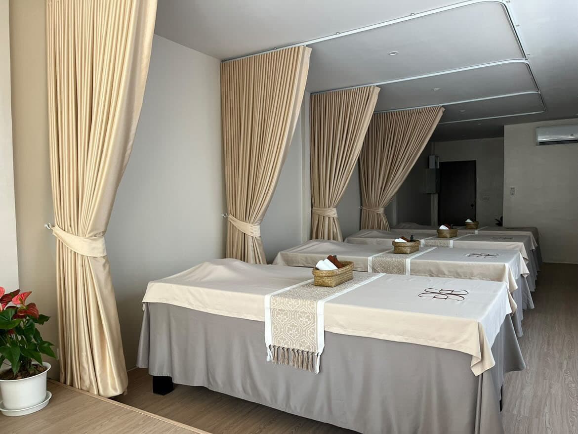 Hidden Gem massage studio interior with natural wood details